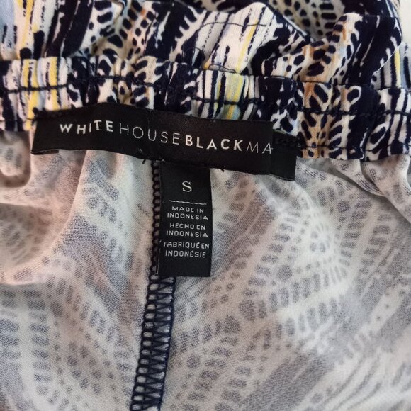 WHBM Size S Blouse Top Womens Sleeveless Ruffle Neck Tie Abstract Printed Design - Picture 7 of 10